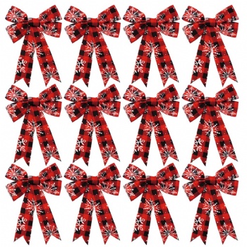  Red Plaid Chrismtas Ribbon Bow	