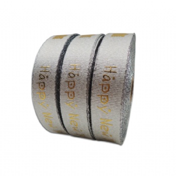 2cm Gold Hot Stamping Printed Metal Silver Ribbon